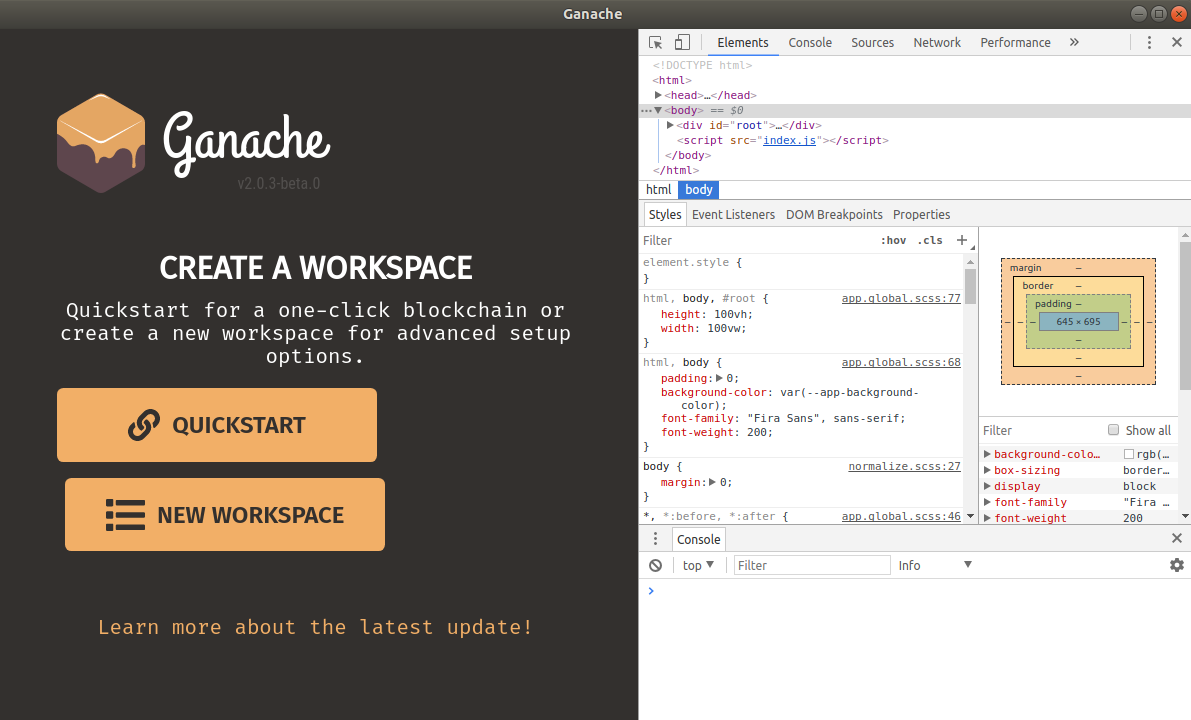 Ganache with DevTools